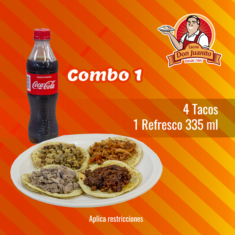 Combo # 1 ( 4 Tacos y Refresco )
