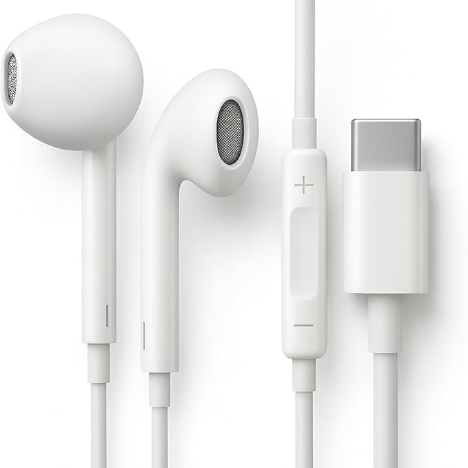 Fones de Ouvido com Fio USB-C, com Controle de Volume e Microfone Integrado, Estéreo, Compatível com iPhone 15