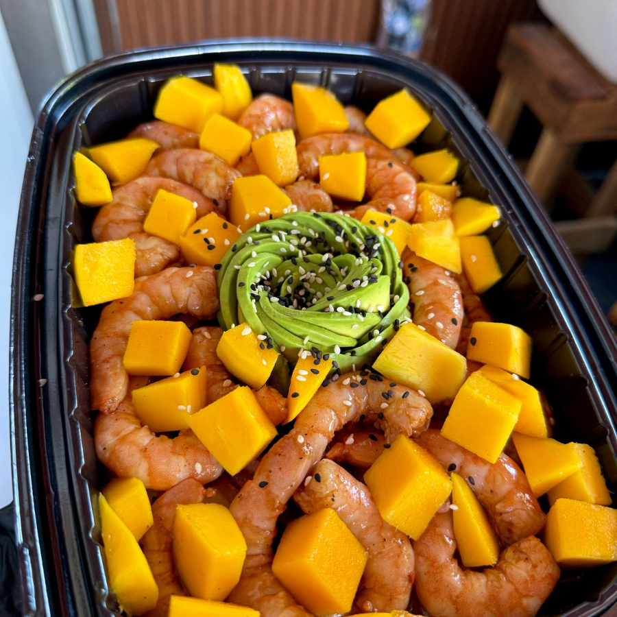AGUACHILE DE CAMARON COCIDO CON EXTRA DE MANGO