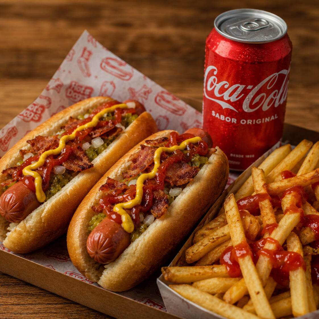 Combo 2 Hot Dogs, Papas y Refresco