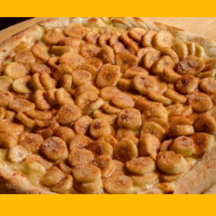 muçarela, banana, canela e açucar