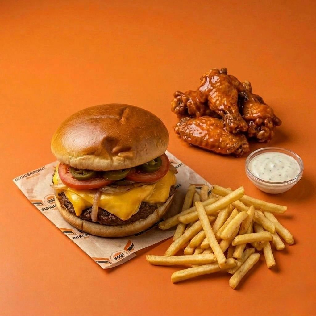 Bigger Box Hamburguesa + Alitas + Papas