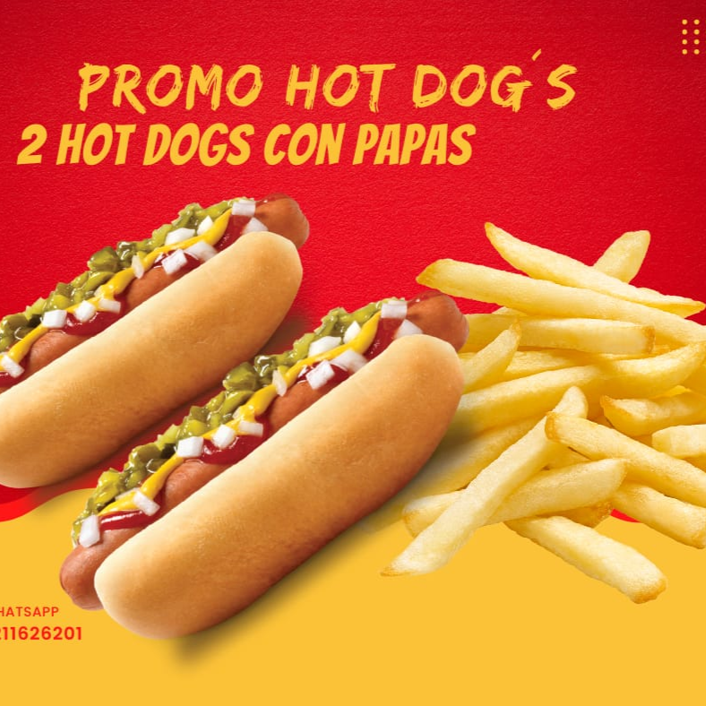 COMBO: 2 HOT DOGS CON PAPAS
