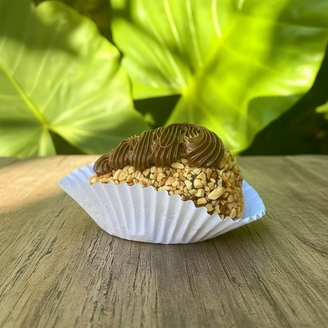 Deliciosa coxinha de brigadeiro de cacau, macia e cremosa, recheada com morango fresco, enrolada no amendoim crocante e finalizada com Nutella cremosa. Um doce intenso, equilibrado e extremamente irresistível para quem ama chocolate e combinações surpreendentes.