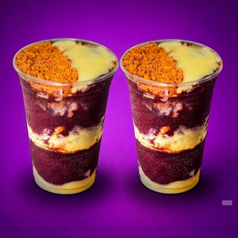 Açaí tradicional com paçoca e leite condensado