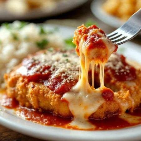 Deliciosa marmita de Parmegiana de Frango com Queijo Derretido, Arroz Branco Soltinho e Batata Frita Crocante. Uma Pedida mais do que Perfeita. Acompanha: 01 Refri de 350ml.