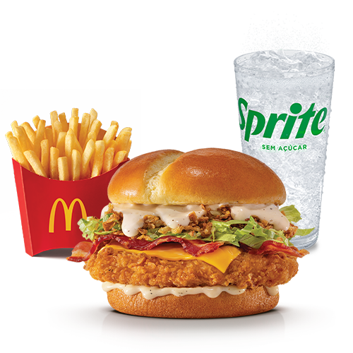 O novo McCrispy Chicken Legend tem o sabor e os ingredientes que você ama. Ele é composto por pão tipo brioche com batata, carne 100% de peito de frango, temperada e empanada, molho do CBO, cebola crispy, bacon em fatias, alface americana e queijo sabor cheddar, acompanhamento e bebida.