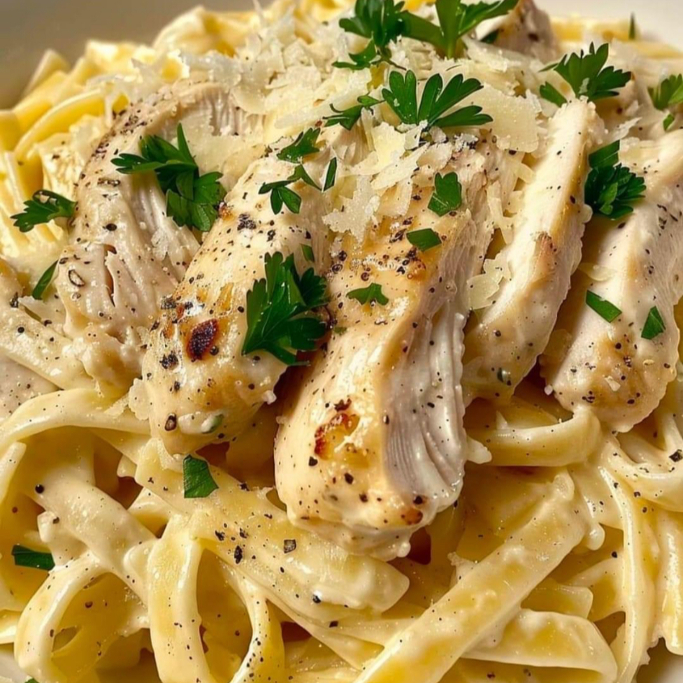 Fetuccini Alfredo Con Pollo 👑