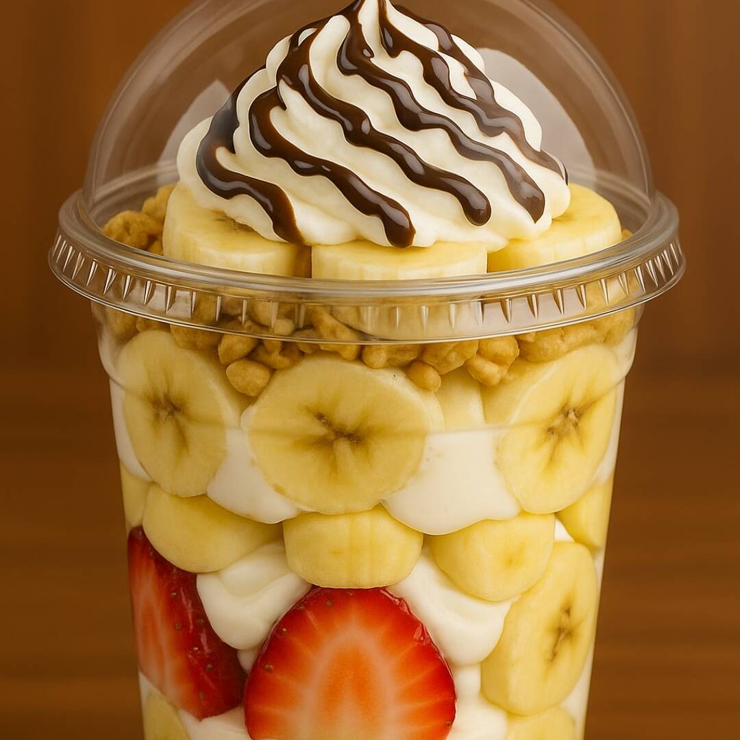 Platanos y Fresas con Crema