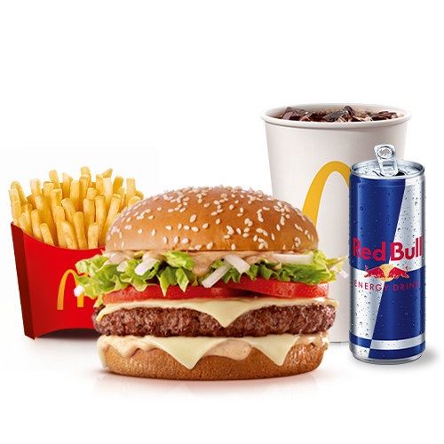 Experimente essa combinação que está irresistível. McOferta Média do novo Tasty Turbo com 1, 2 ou 3 Carnes a sua escolha + Red Bull Energy Drink 250ml – a clássica combinação de sabor único e energia para te acompanhar em qualquer momento do dia.