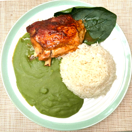 Pure de Espinaca con Pollo al Horno