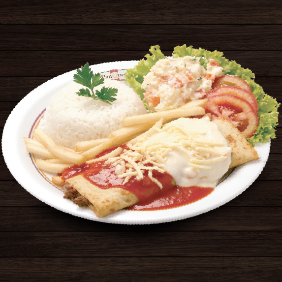 Arroz, Fritas, Maionese E Salada De Alface e Tomate