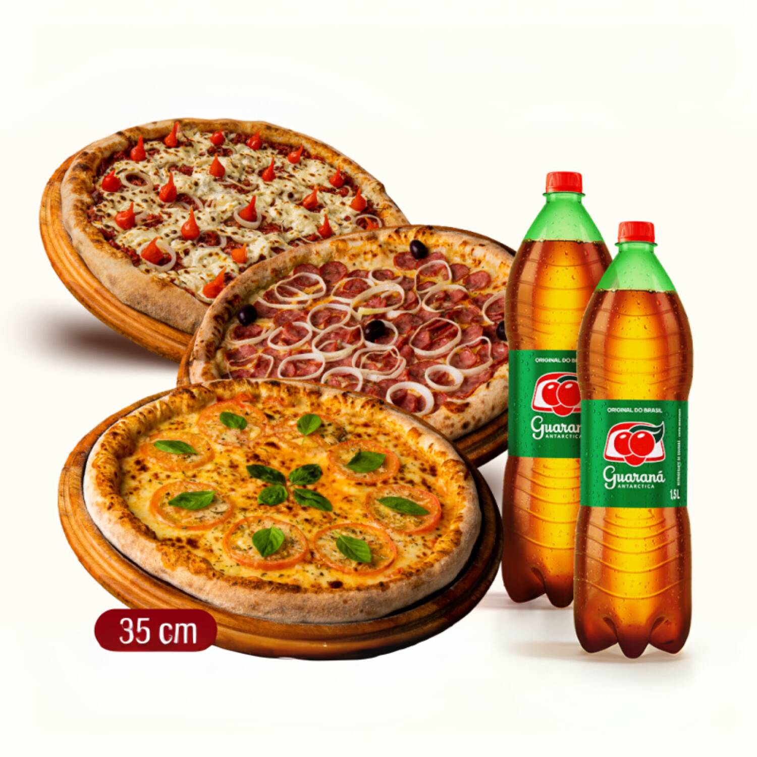 3 Pizzas Grandes (8 pedaços) + 2 Refri 2l.