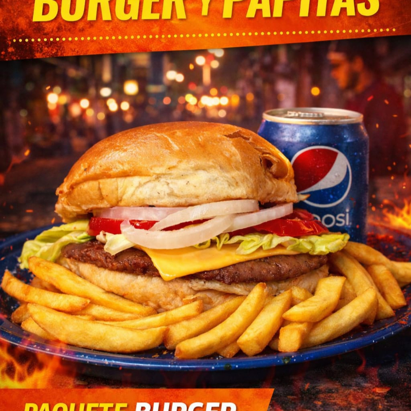 Hamburguesa+Papas a la Francesa+Refresco 400ml