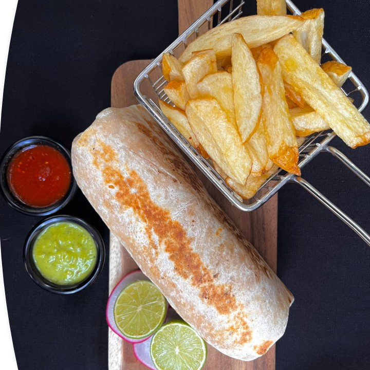promo Burrito Chorizo + papas fritas