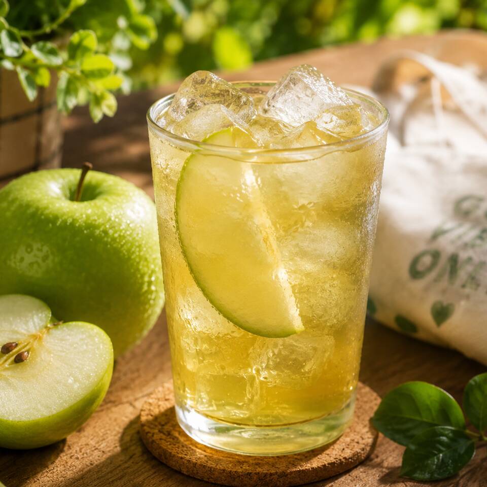 chá de maçã verde com preparo gelado.