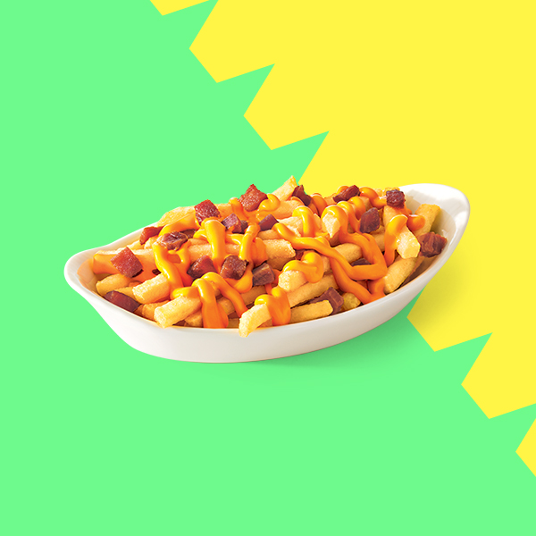 Porção de 120g de batata frita com cheddar cremosíssimo e bacon em cubos não conhece a palavra “limites”. A tradicional é ótima, mas essa é pura ostentação no sabor