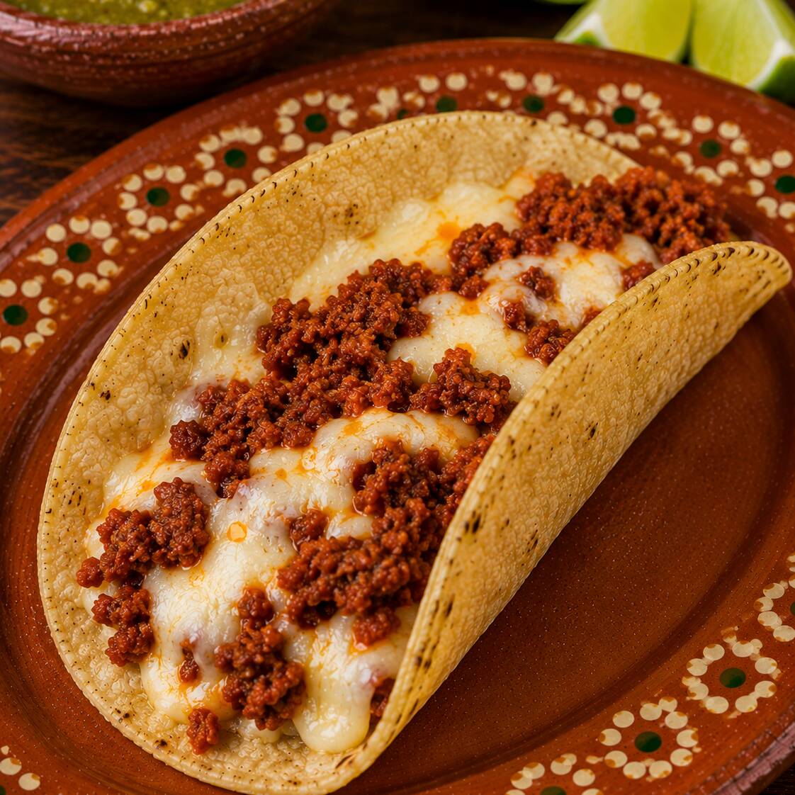 Pza. Taco Maiz Queso con Chorizo