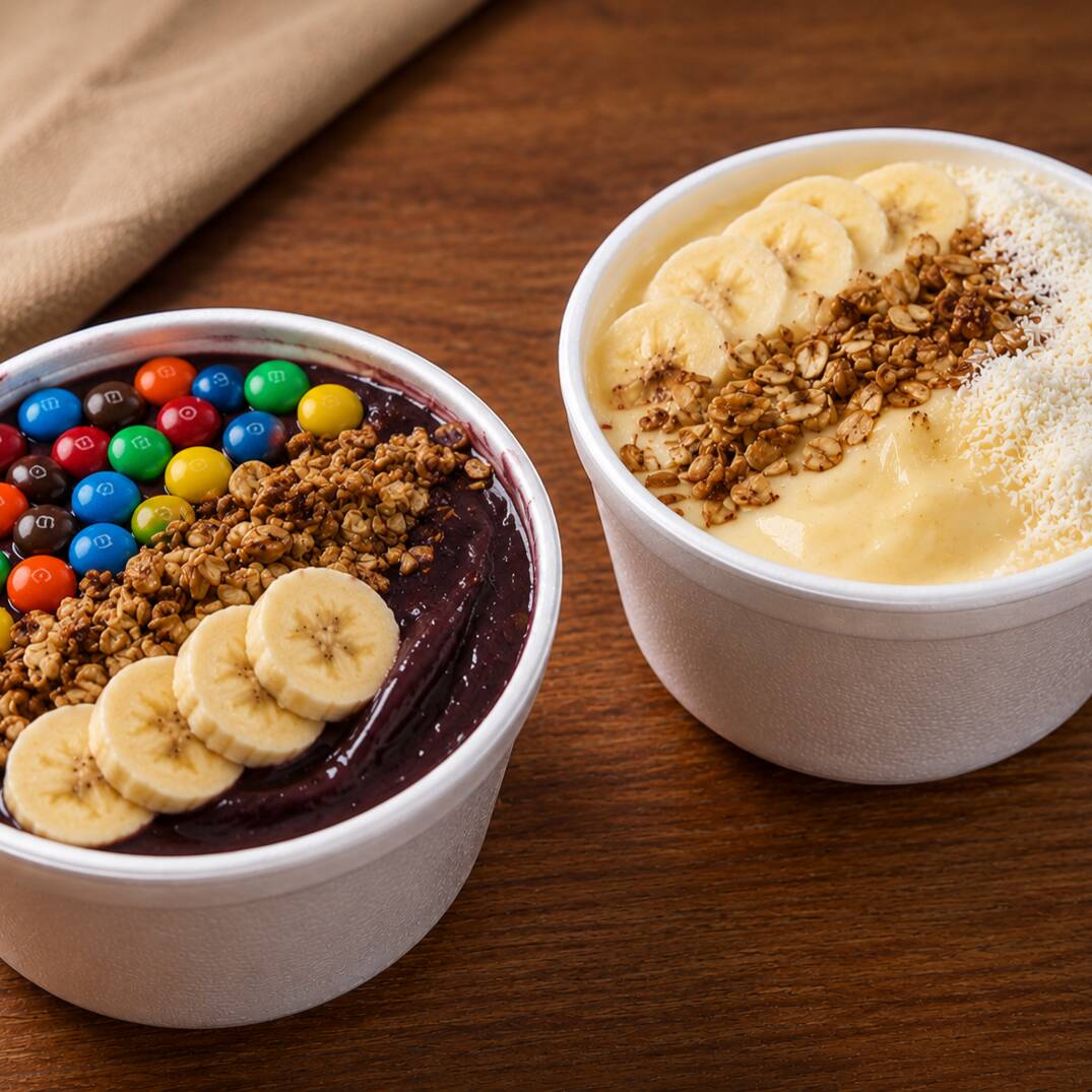 O nosso clássico açaí cremoso acompanhado do nosso exclusivo creme de cupuaçu. Uma harmonia perfeita entre o doce e o azedinho refrescante.