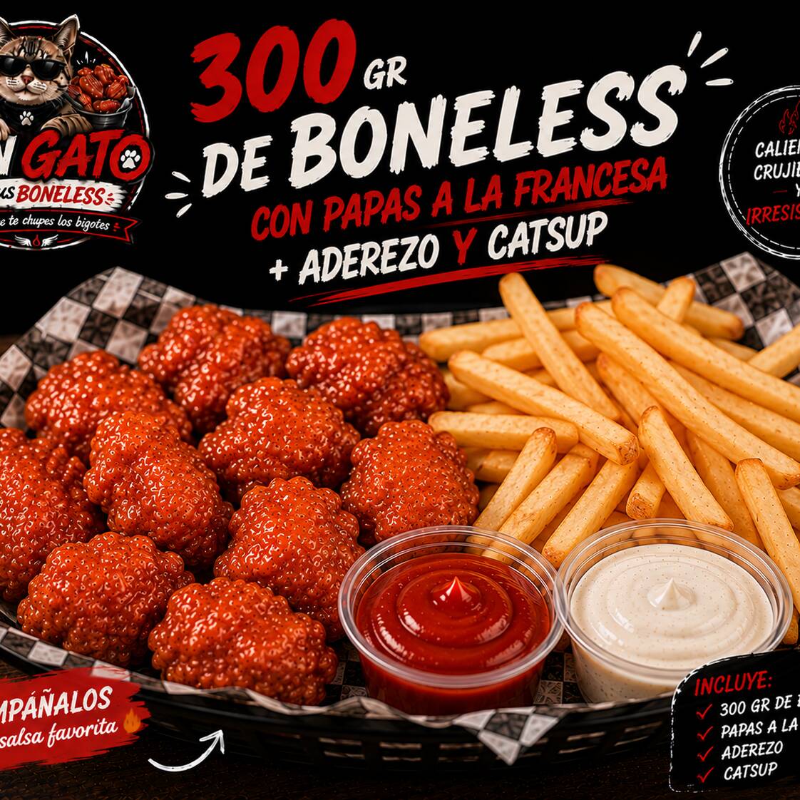 8 Piezas de Boneless + papas a la francesa