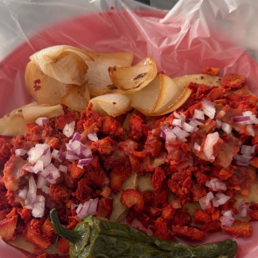 Quesadilla y 2 tacos de adobada