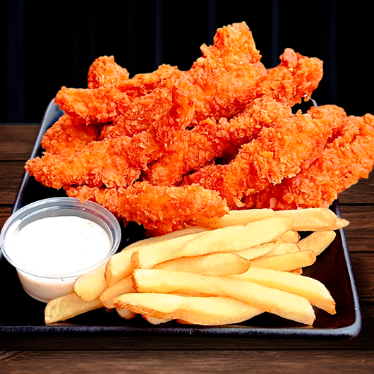 12 Tiras Crispy con papas francesa