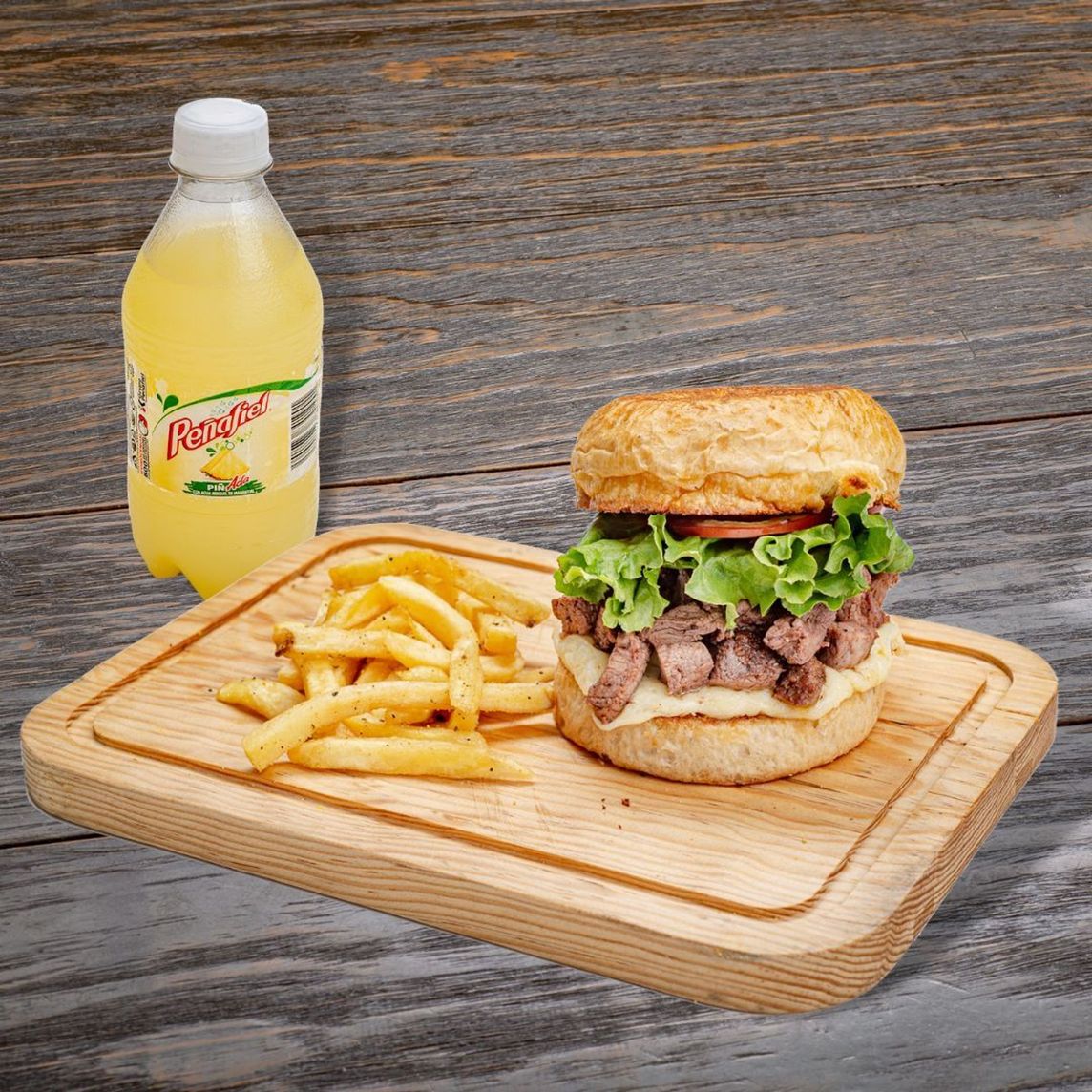 Arrachera Burger + Bebida