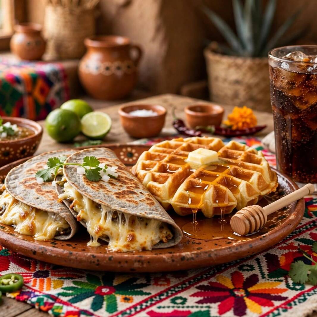 2 Quesadillas + Waffles + 1 Refresco