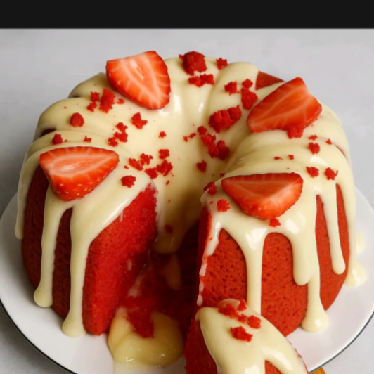 Nosso bolo vulcão de Red Velvet é uma verdadeira explosão de sabor! Com massa super macia e preparo 100% artesanal, ele combina perfeitamente o leve sabor do Red Velvet com recheios cremosos e equilibrados. A cobertura generosa de Leite Ninho, junto com a geleia de frutas vermelhas, traz aquele contraste perfeito entre o doce e o levemente ácido, deixando cada pedaço ainda mais especial. Serve de 8 a 10 pessoas, ideal para dividir com quem você gosta. A finalização pode variar, podendo levar morangos frescos ou nossos deliciosos brigadeiros gourmet. Um bolo bonito, saboroso e feito com carinho, perfeito pra qualquer ocasião ❤️🍓✨