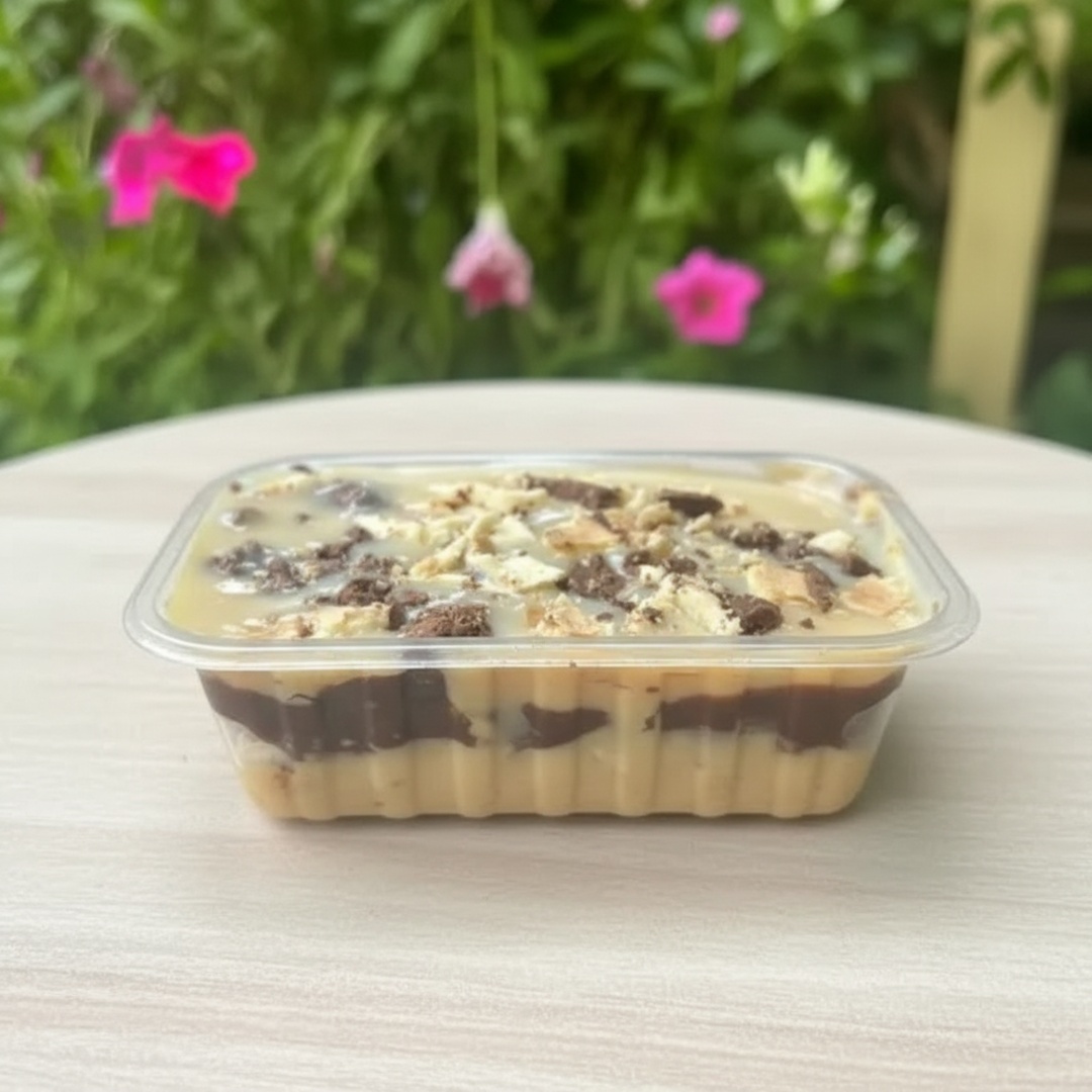 Um pavê irresistível feito com camadas generosas de brigadeiro de Ninho, brigadeiro de cacau e pedaços de bombom Ouro Branco, finalizado com ganache cremosa de chocolate branco e bombom por cima. Uma sobremesa intensa, super cremosa e perfeita para quem ama chocolate e combinações irresistíveis. (Aprox. 250ML)