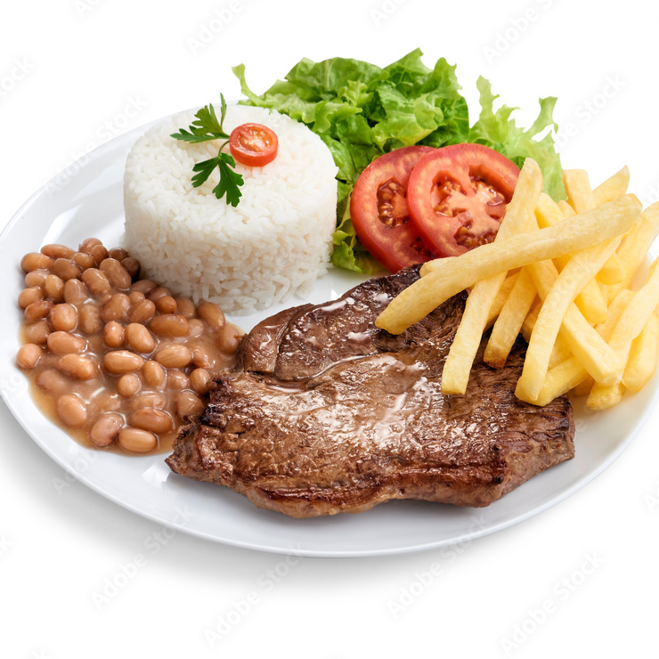 Combo Bife Completo Deliciosa marmitex com bife suculento, acompanhada de arroz soltinho, feijão de caldo bem temperado, farofa crocante, batata frita douradinha, legumes frescos e salada. Para completar, acompanha 1 refrigerante lata bem gelado e 1 sobremesa especial para fechar sua refeição com chave de ouro. Uma opção completa, saborosa e bem servida, perfeita para o almoço ou jantar! Qualidade, variedade e aquele gostinho de comida caseira que você ama!