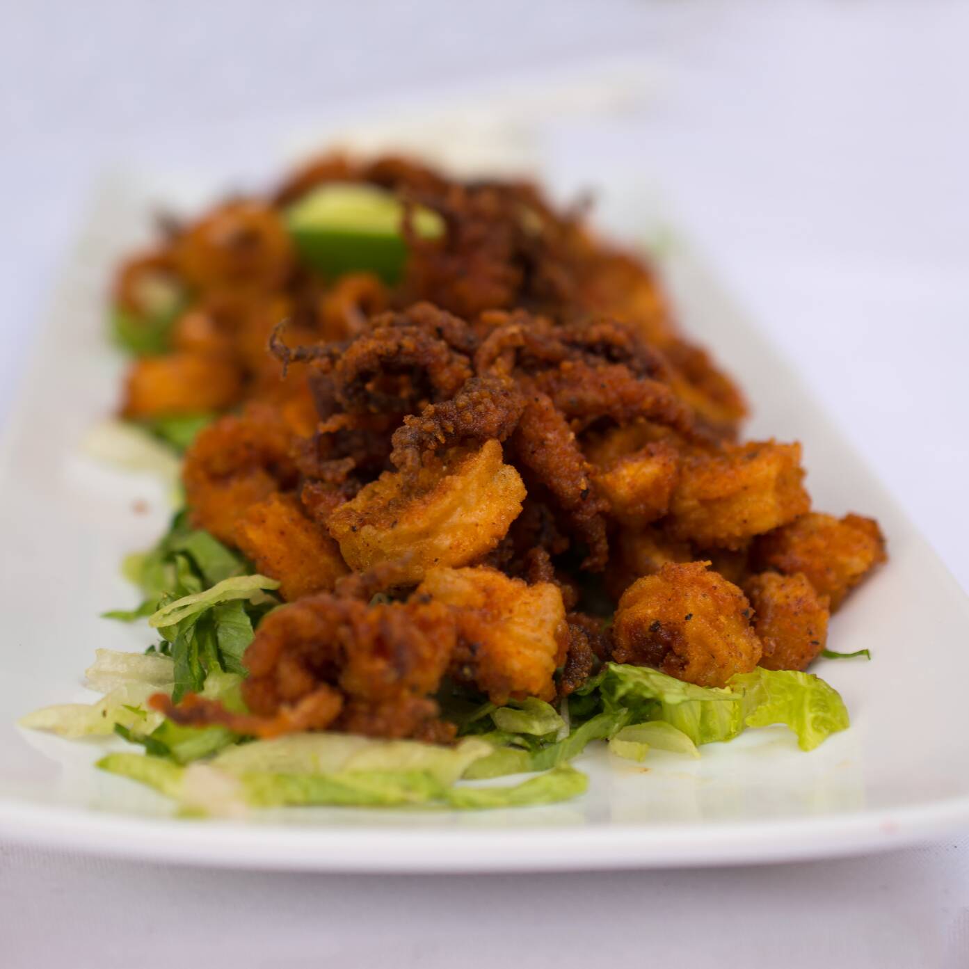 Camarones y Aros de Calamar Fritos