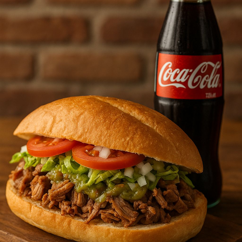 Torta de carnitas + Coca cola 600ML