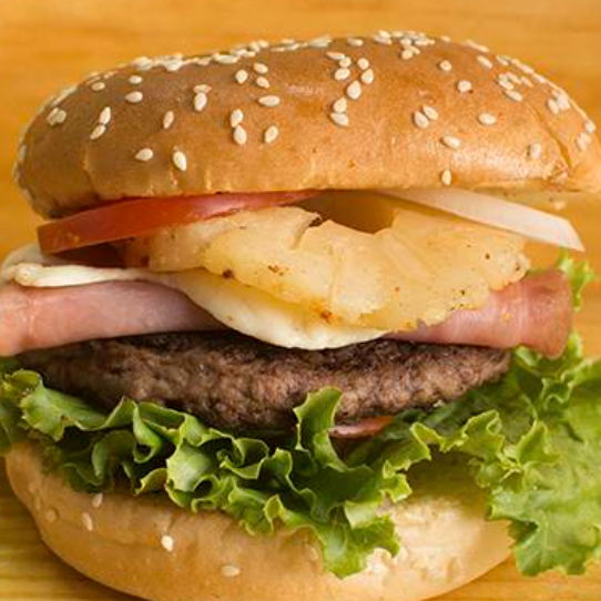 Hamburguesa hawaiana+5pz de alitas+salchipapas