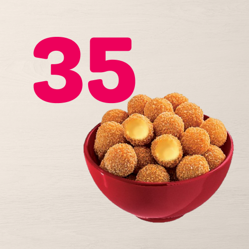 35 bolinhas crocantes com muito queijo derretido. Um petisco viciante!