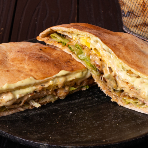 Beirute de Frango ao estilo fast-food árabe do Bedu. Nada melhor do que um Filé de Frango bem temperado, coberto com Queijo que vem repuxando a cada mordida e a famosa Maionese Bedu. No recheio ainda temos alface, tomate e ovo, tudo isso fechado com o tradicional Pão Sírio da casa.