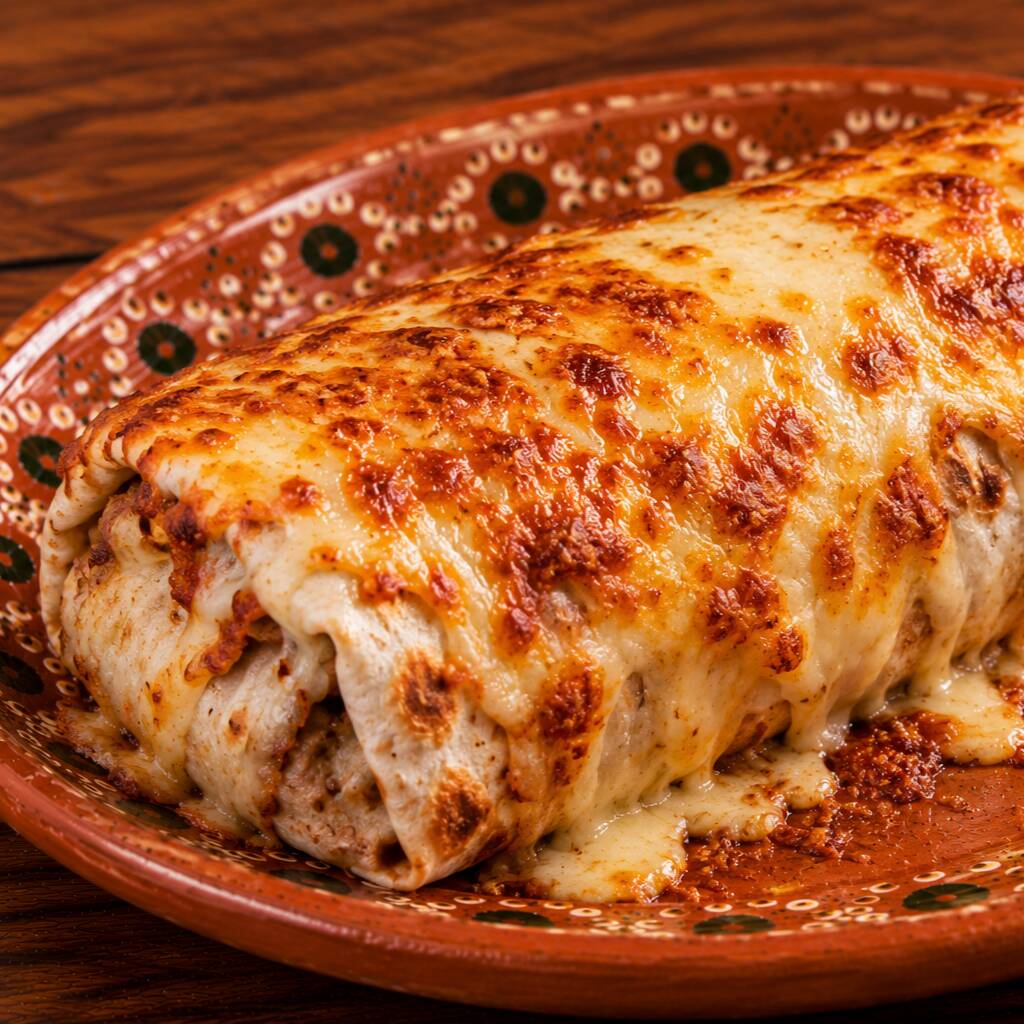 Burro Gigante de Arrachera con Costra de Queso