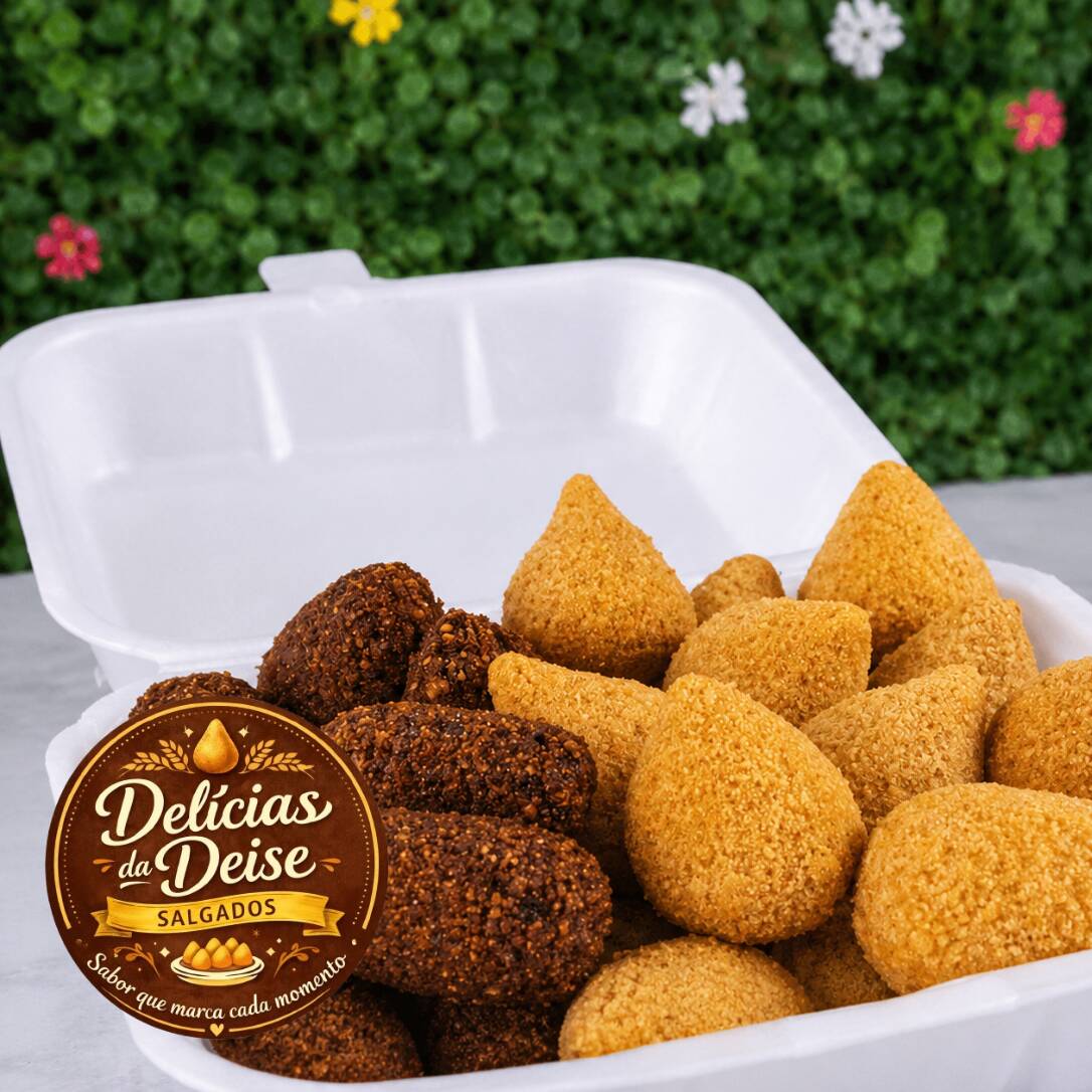 15 quibes, 10 coxinhas