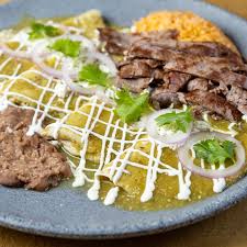 ENCHILADAS VERDES COMBINADO (BISTEC Y CHORIZO)