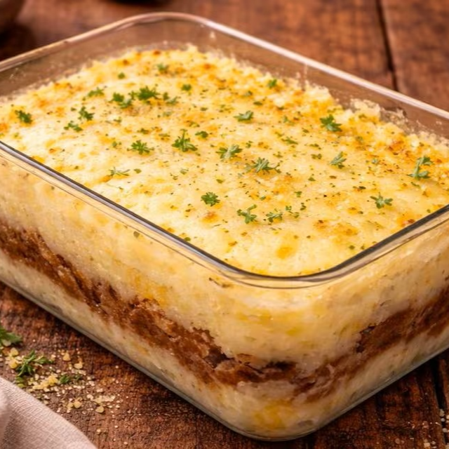 Não poderia faltar na sua mesa um clássico da culinária brasileira. Nosso Escondidinho de Carne é a verdadeira definição de comida que abraça. Preparamos um purê incrivelmente liso, aveludado e que desmancha na boca, escondendo uma camada farta de carne bovina super suculenta e com aquele temperinho caseiro inesquecível.
E o grande diferencial (que você pode ver na foto!): finalizamos com uma chuva generosa de queijo ralado por cima, perfeita para derreter quando você aquecer, misturando todas as texturas em uma garfada só. É farto, é prático e é absurdamente saboroso. Não fique só imaginando. Adicione ao carrinho agora e sinta essa explosão de sabores!