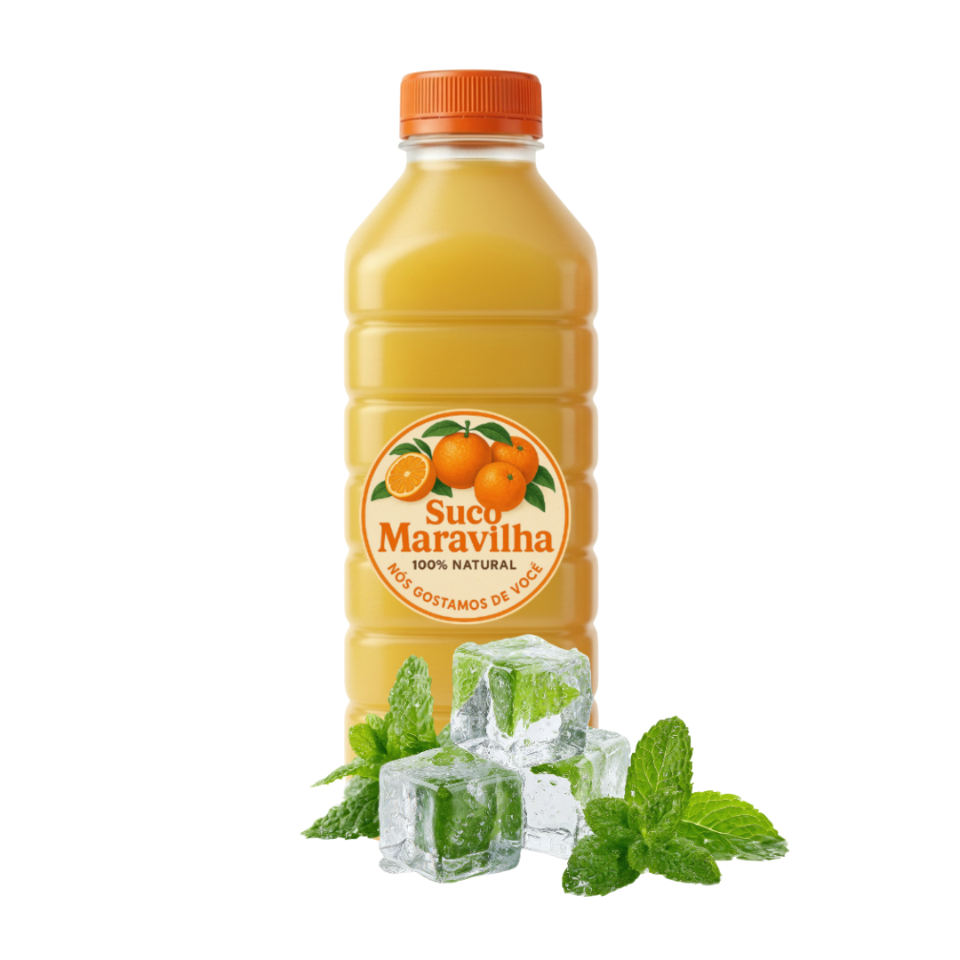 Suco de Laranja + Hortelã + Gelo