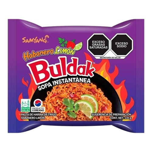 Sopa Buldak Morada SIN PREPARAR, EN BOLSA