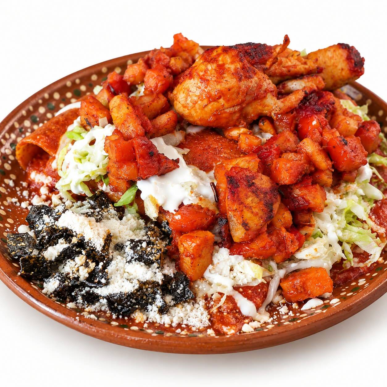 Enchiladas Moreliana con Pieza de Pollo