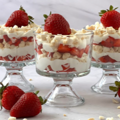 Fresas con Crema y Crujiente