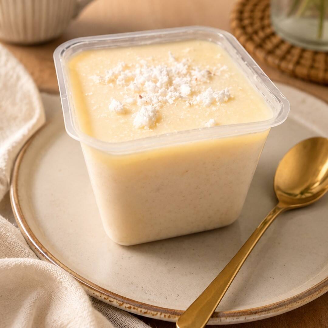 Bolo de tapioca granulada, Iguaria popular brasileira, extremamente cremoso, macio e úmido. Preparado com tapioca granulada, coco ralado, três leites , finalizado com leite condensado e coco ralado.
