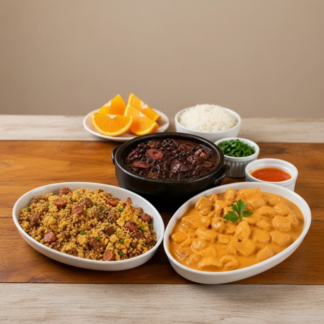 Leve 4 marmitas de Sua preferencia. Strogonoff de Frango, Feijoada e Tropeiro