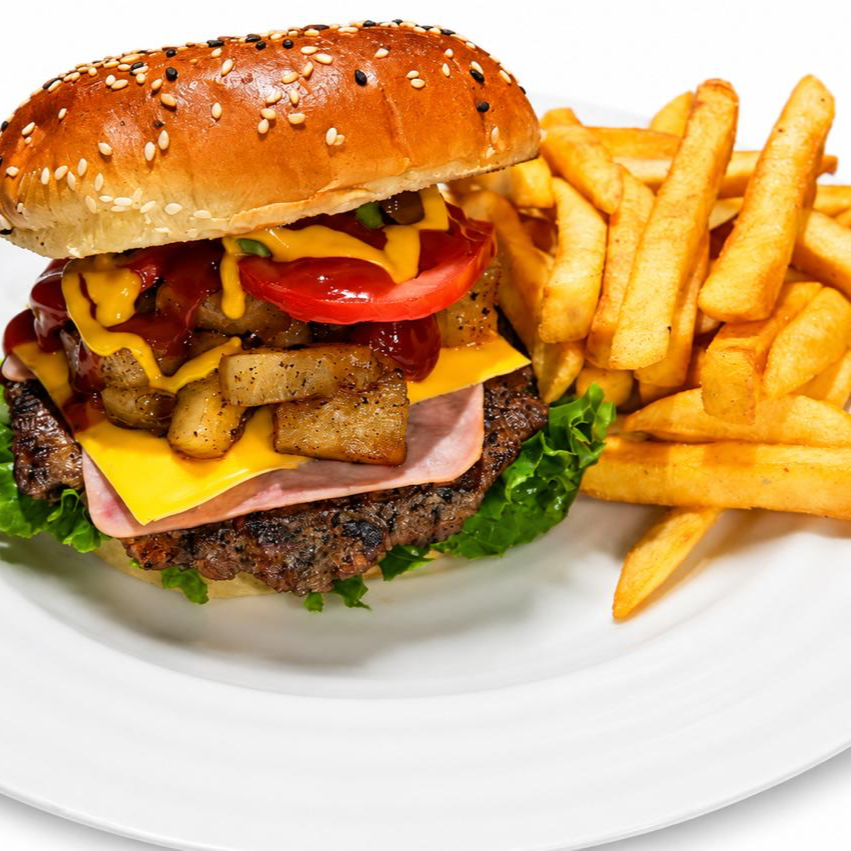 HAMBURGUESA CLASICA CON PAPAS
