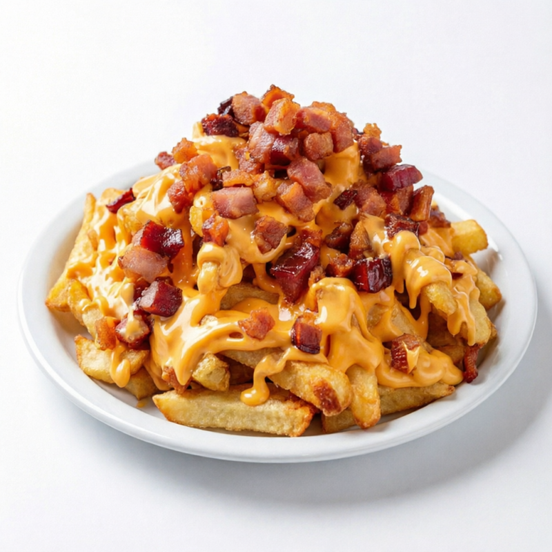 Batata frita com cheddar e bacon 500g