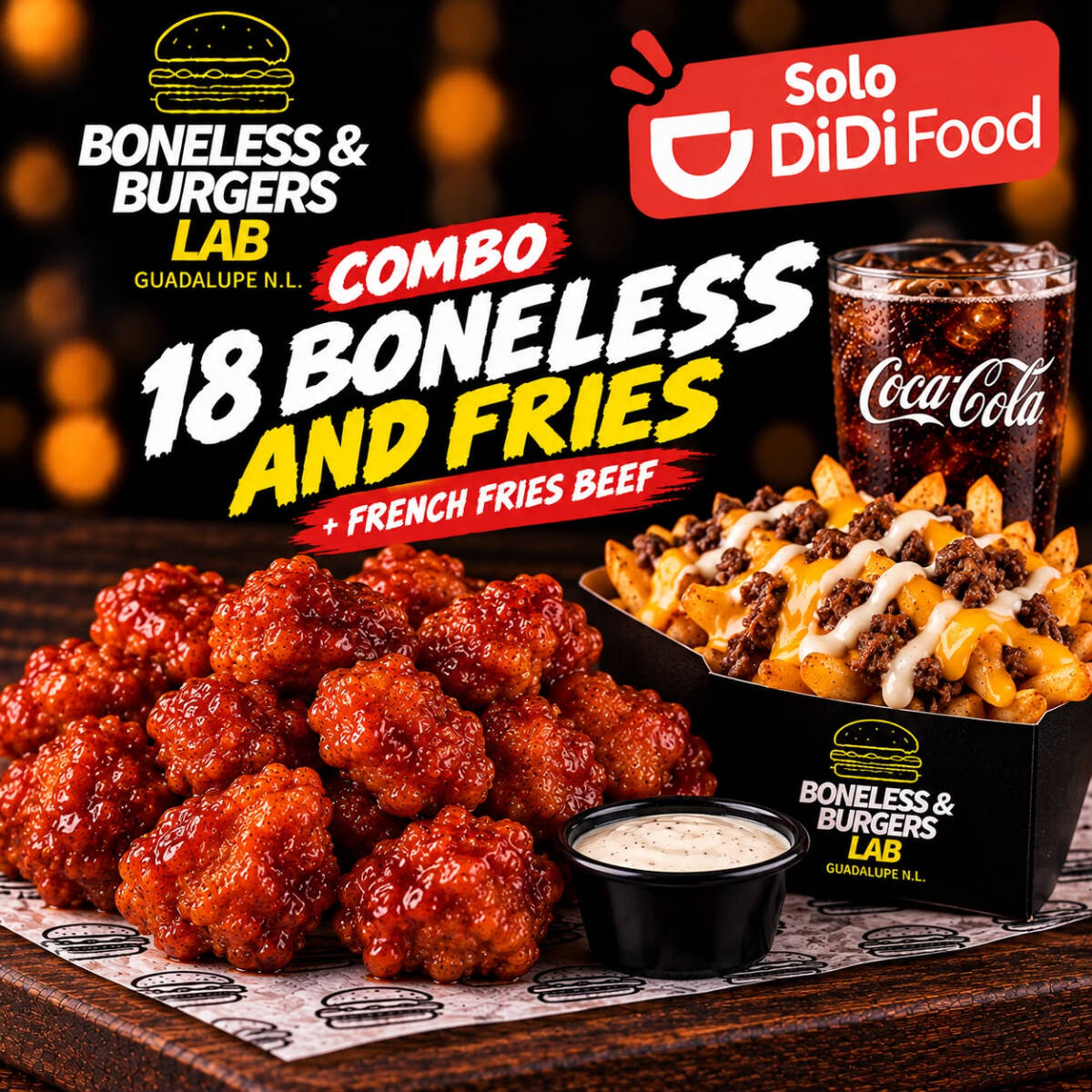 Combo 18 Boneless And Fries + French Fries Beef.