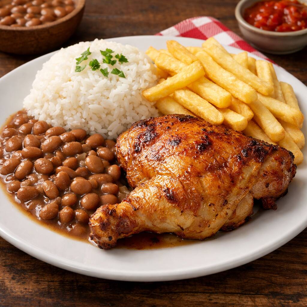 acompanha arroz,feijao,fritas e salada alface e tomate